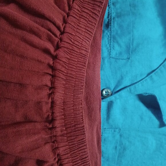 Kiko Women's 100% Linen Long Skirt M Rust - Picture 5 of 6